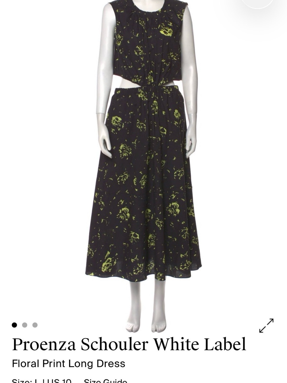 Proenza Schouler Black Maxi Dress with Lime Floral Print